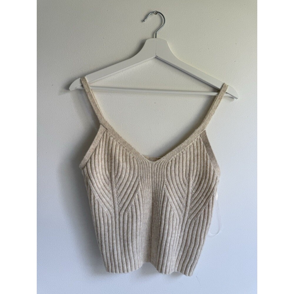Auden Ribbed Knit Sleepwear Cami Tank Top Medium Beige Sweater Vest Cozy Loung